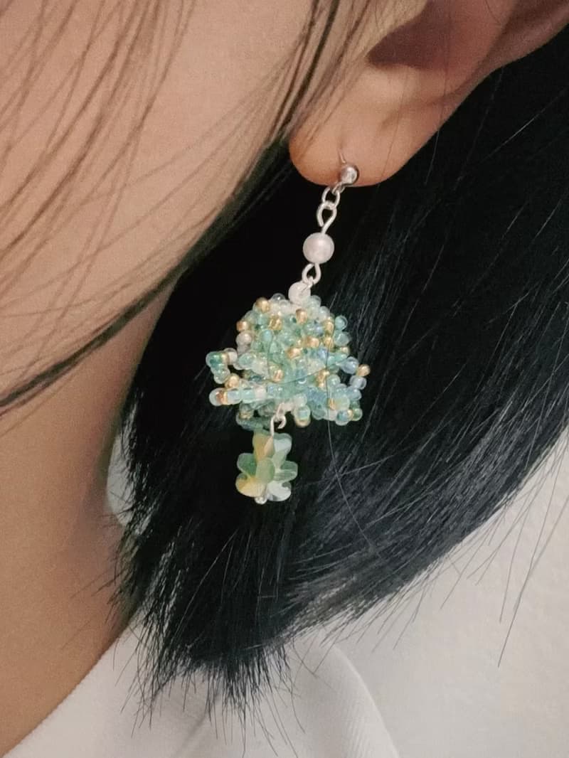 聖誕耳環 手作串珠耳環 聖誕樹 串珠耳飾