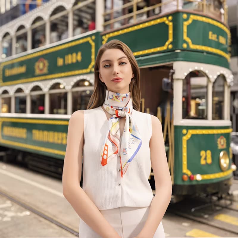 光輝年華大方巾絲巾90厘米 Jardin Des Fontaines