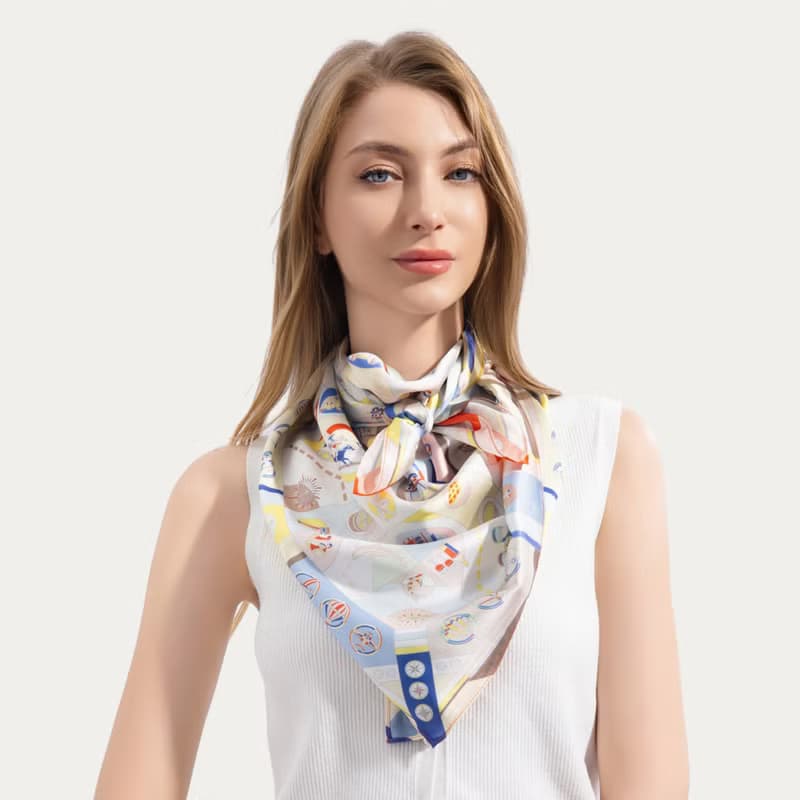 光輝年華大方巾絲巾90厘米 Jardin Des Fontaines