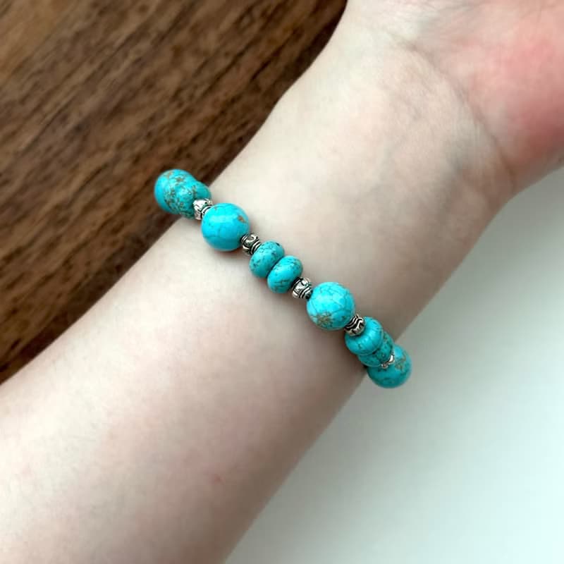 【射手摩羯座|12月生日】藍松石復古鍍銀手鏈 幸運勇氣平安