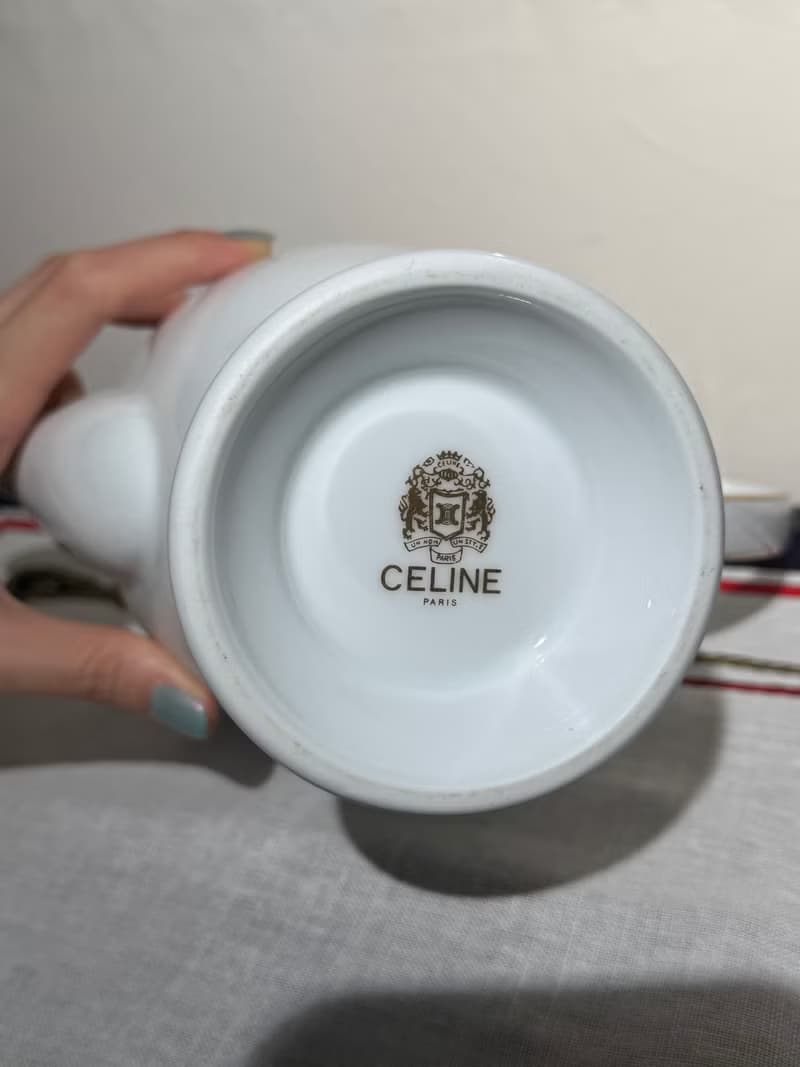 90年代古董茶壺 Celine 凱旋門 金線 陶瓷 西式茶壺 花瓶 禮物