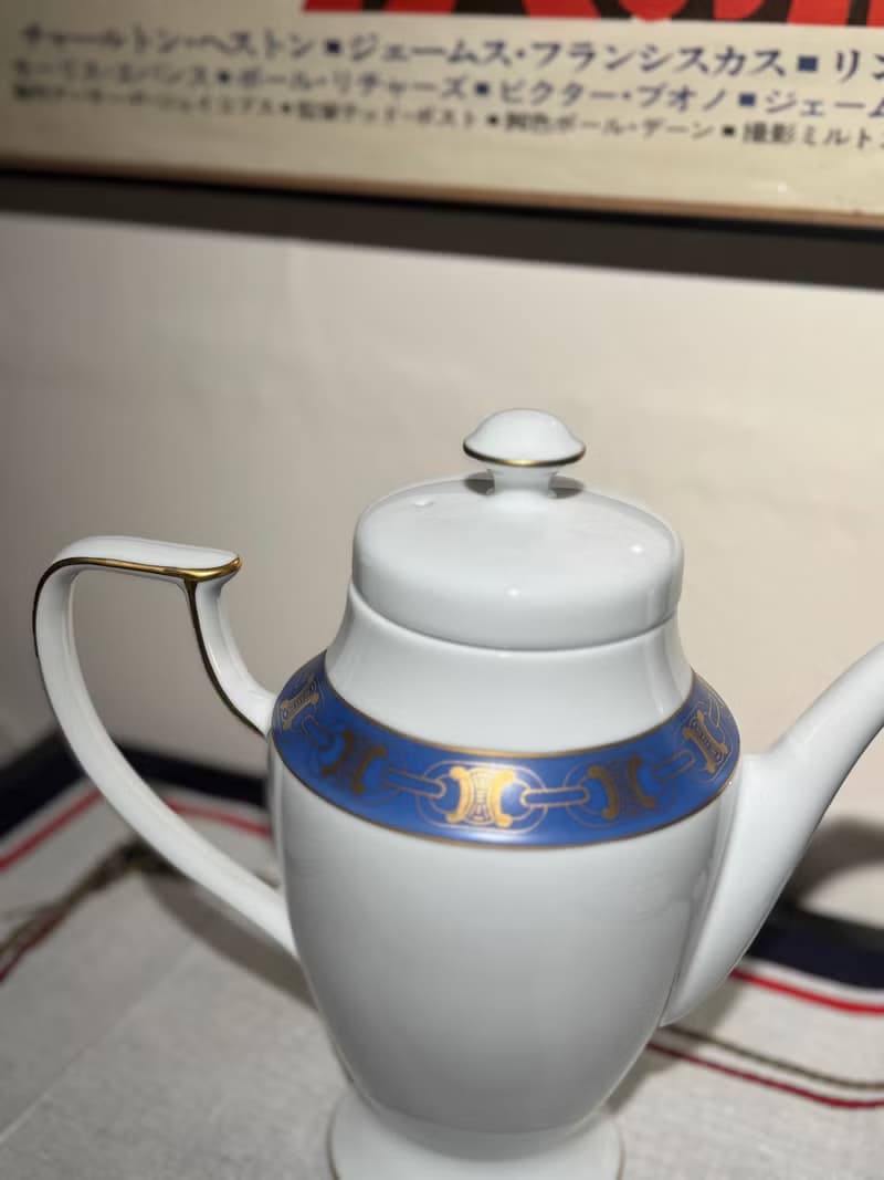90年代古董茶壺 Celine 凱旋門 金線 陶瓷 西式茶壺 花瓶 禮物
