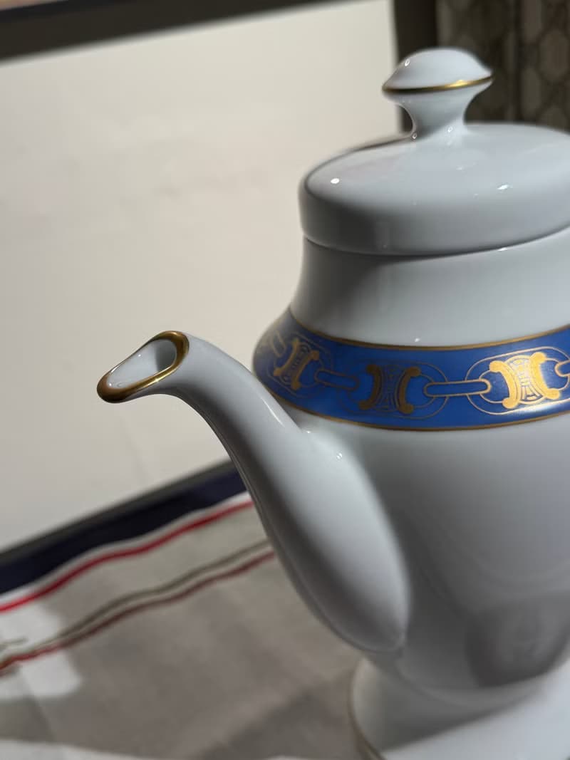 90年代古董茶壺 Celine 凱旋門 金線 陶瓷 西式茶壺 花瓶 禮物
