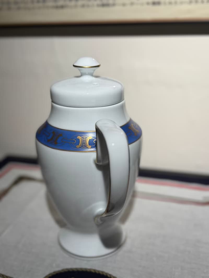 90年代古董茶壺 Celine 凱旋門 金線 陶瓷 西式茶壺 花瓶 禮物