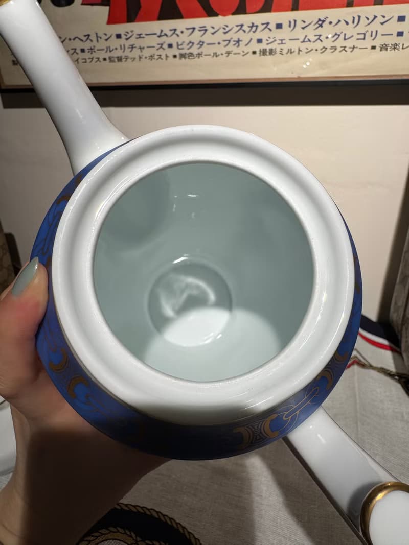 90年代古董茶壺 Celine 凱旋門 金線 陶瓷 西式茶壺 花瓶 禮物