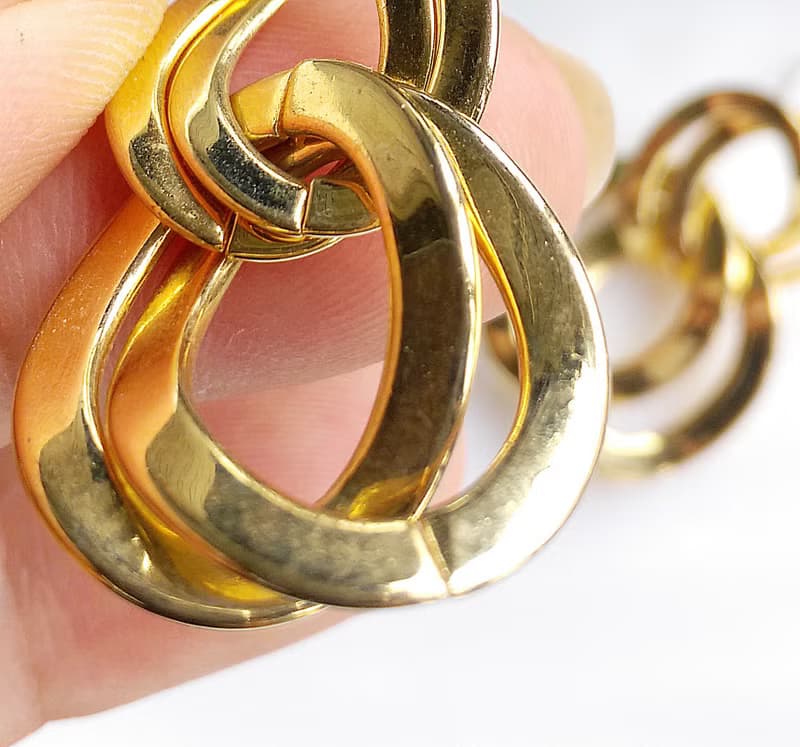Vintage Jewelry 西洋古董飾品 金色調 垂墜 雙雙圈  針式耳環