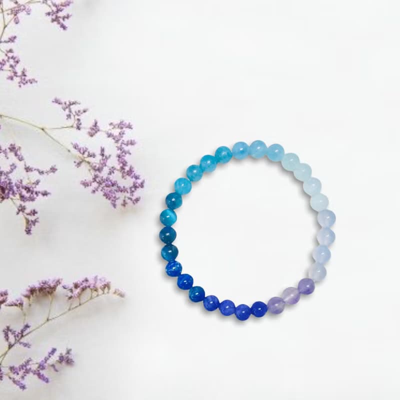 唯美藍紫 海藍寶 薰衣草紫水晶 冰藍玉髓 藍晶石 黃金手鍊
