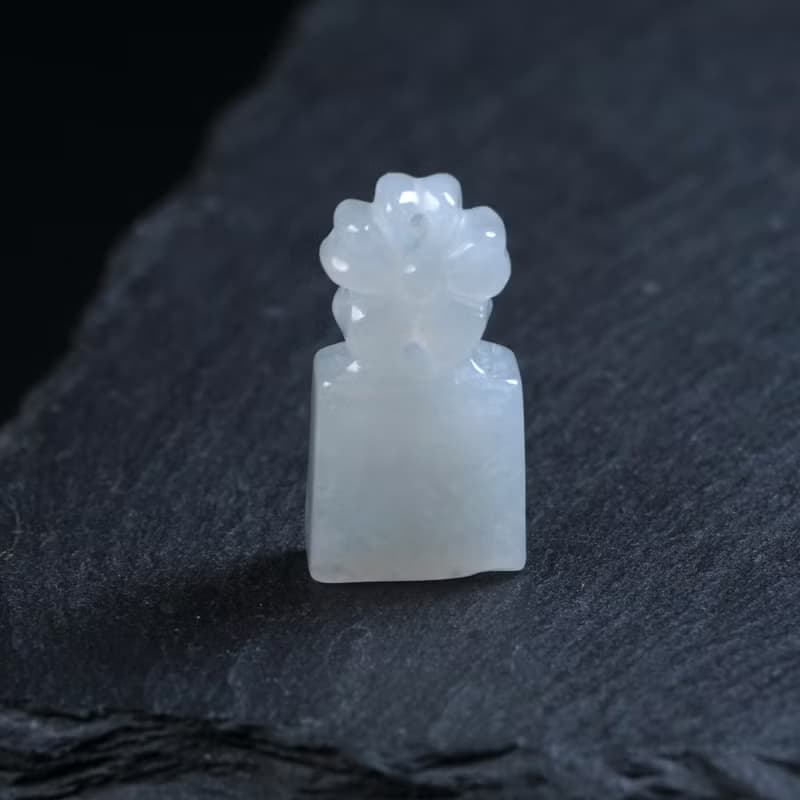 冰種翡翠花花玉印章 | 天然緬甸玉翡翠A貨 | 送禮