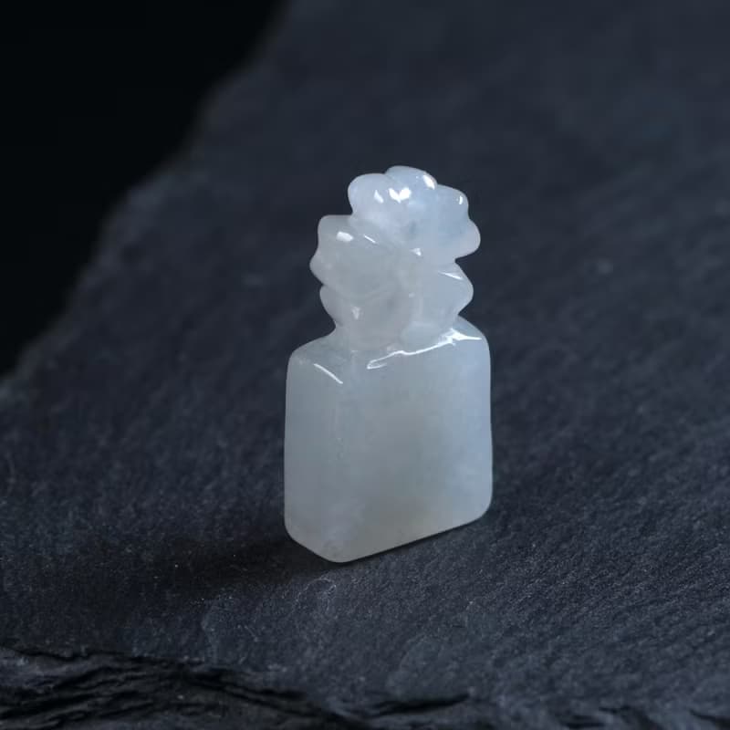 冰種翡翠花花玉印章 | 天然緬甸玉翡翠A貨 | 送禮
