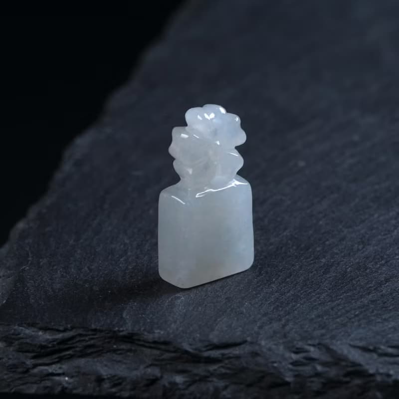 冰種翡翠花花玉印章 | 天然緬甸玉翡翠A貨 | 送禮