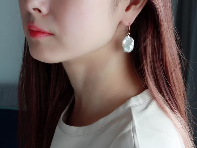 14kgf-fire ball pearl pierced earrings /can change to clip-on