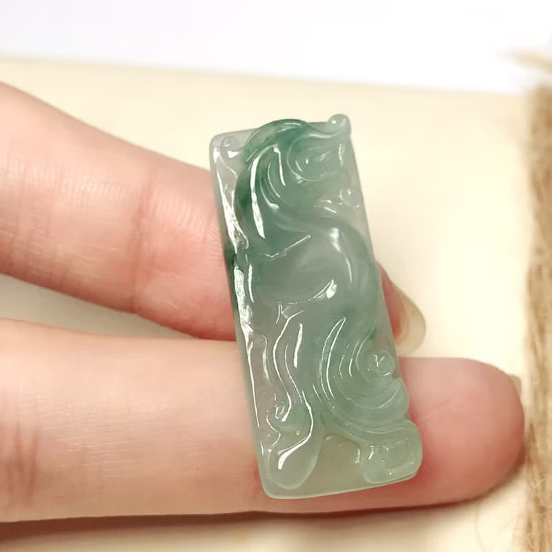 冰飄藍花翡翠古龍牌 | 天然緬甸A貨翡翠 | 送禮