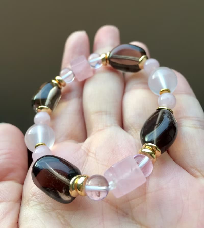 ||金色光年|| 粉晶/茶癒方系列手環。紫水晶/茶晶/18K包金 快速