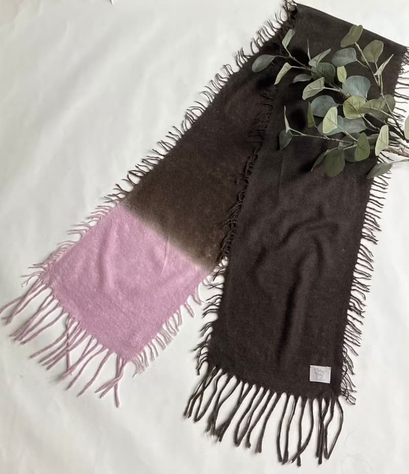 カシミヤ縮絨　手染めチビマフラー