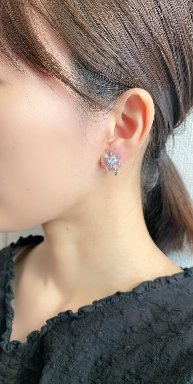 フラワーイヤリング　お花　ネモフィラ　ブルー　ピアス