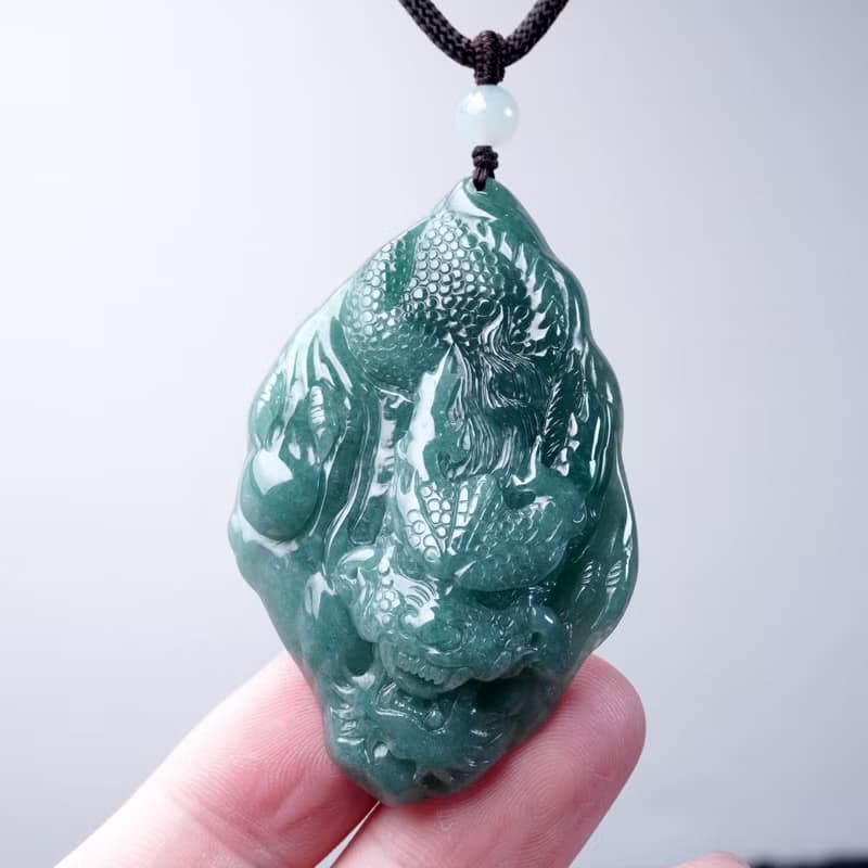【龍行天下】藍水翡翠霸王龍牌項鍊 | 天然A貨翡翠 | 送禮