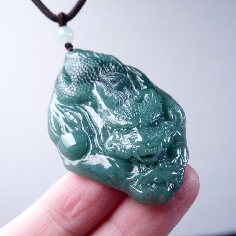 【龍行天下】藍水翡翠霸王龍牌項鍊 | 天然A貨翡翠 | 送禮