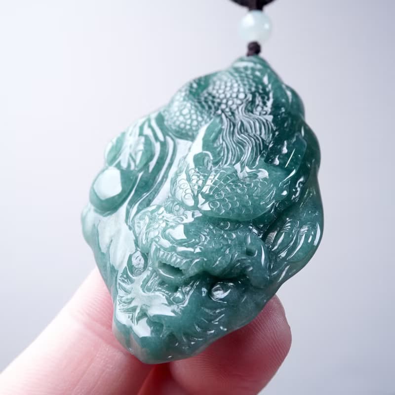 【龍行天下】藍水翡翠霸王龍牌項鍊 | 天然A貨翡翠 | 送禮