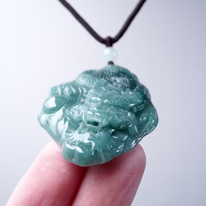 【龍行天下】藍水翡翠霸王龍牌項鍊 | 天然A貨翡翠 | 送禮