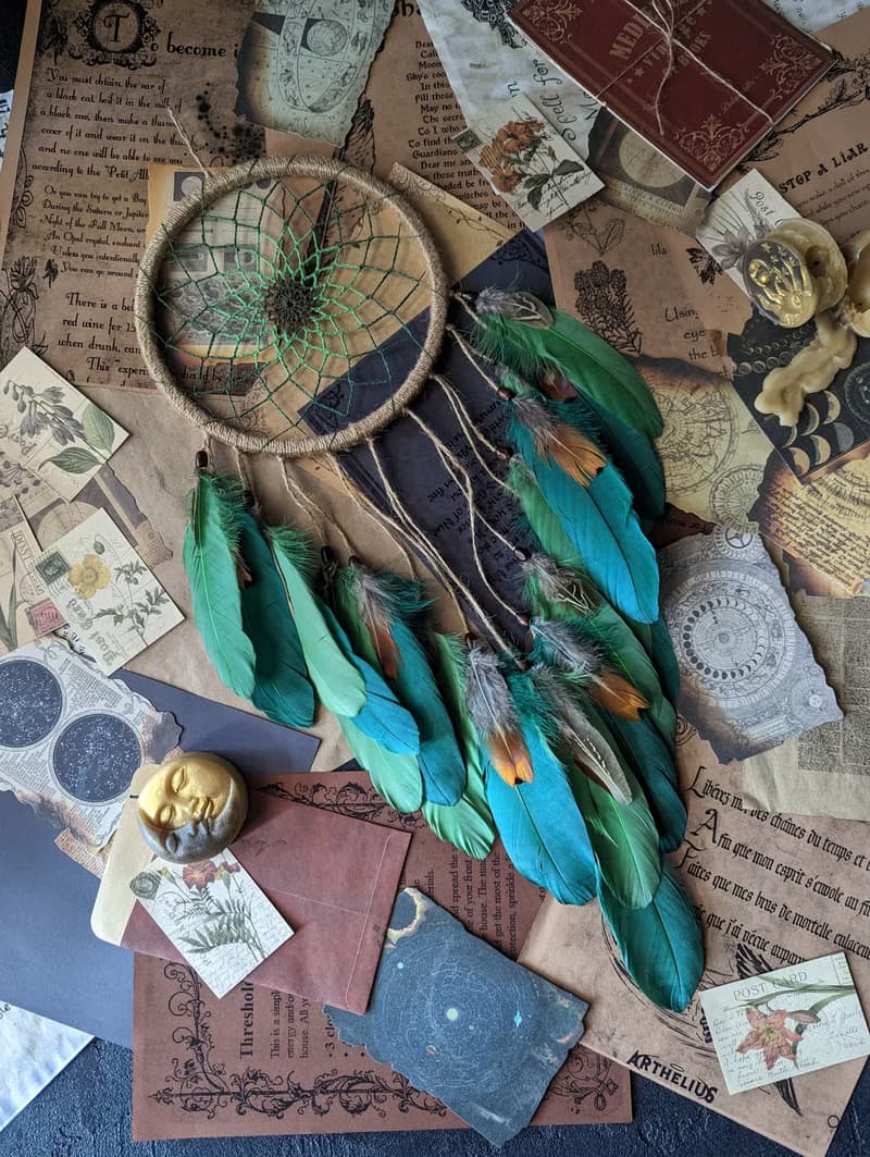 Handmade Green dream catcher | Natural dreamcatcher | ตาข่ายดักฝันสีเขียว