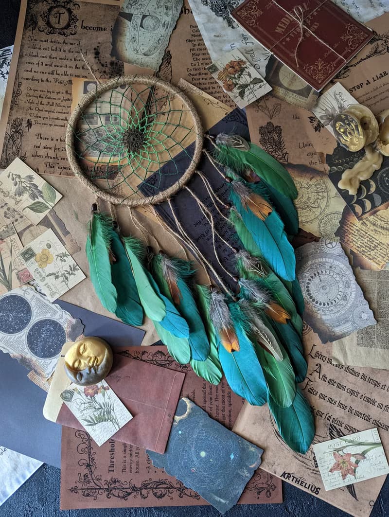 Handmade Green dream catcher | Natural dreamcatcher | ตาข่ายดักฝันสีเขียว