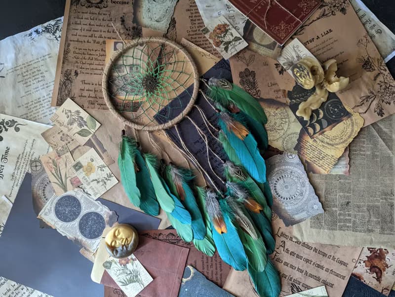 Handmade Green dream catcher | Natural dreamcatcher | ตาข่ายดักฝันสีเขียว