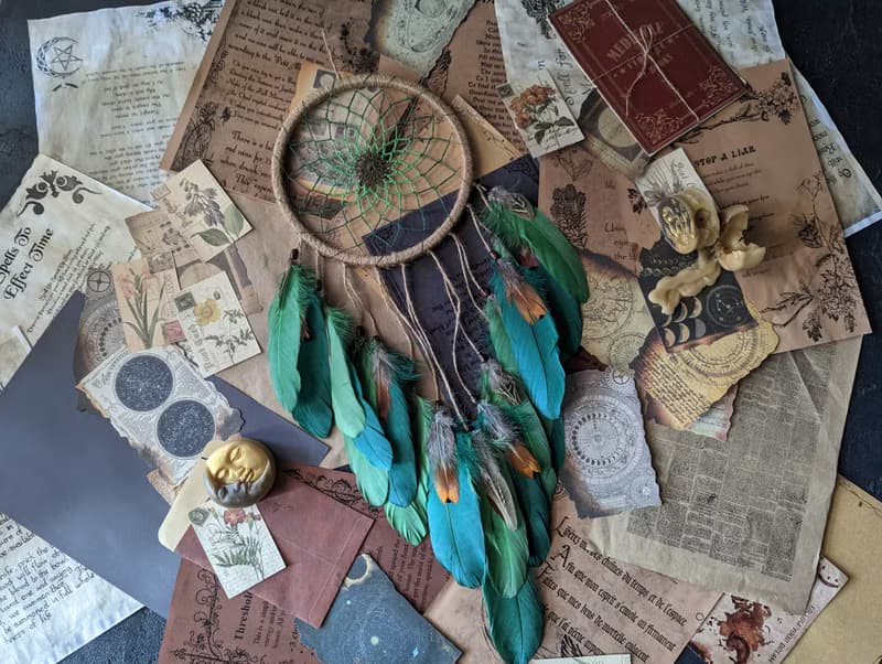 Handmade Green dream catcher | Natural dreamcatcher | ตาข่ายดักฝันสีเขียว
