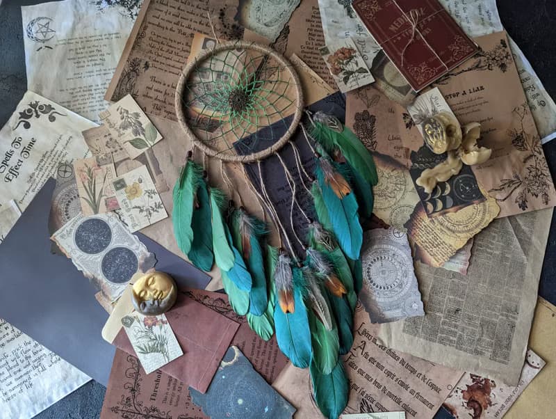 Handmade Green dream catcher | Natural dreamcatcher | ตาข่ายดักฝันสีเขียว