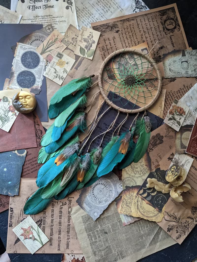 Handmade Green dream catcher | Natural dreamcatcher | ตาข่ายดักฝันสีเขียว