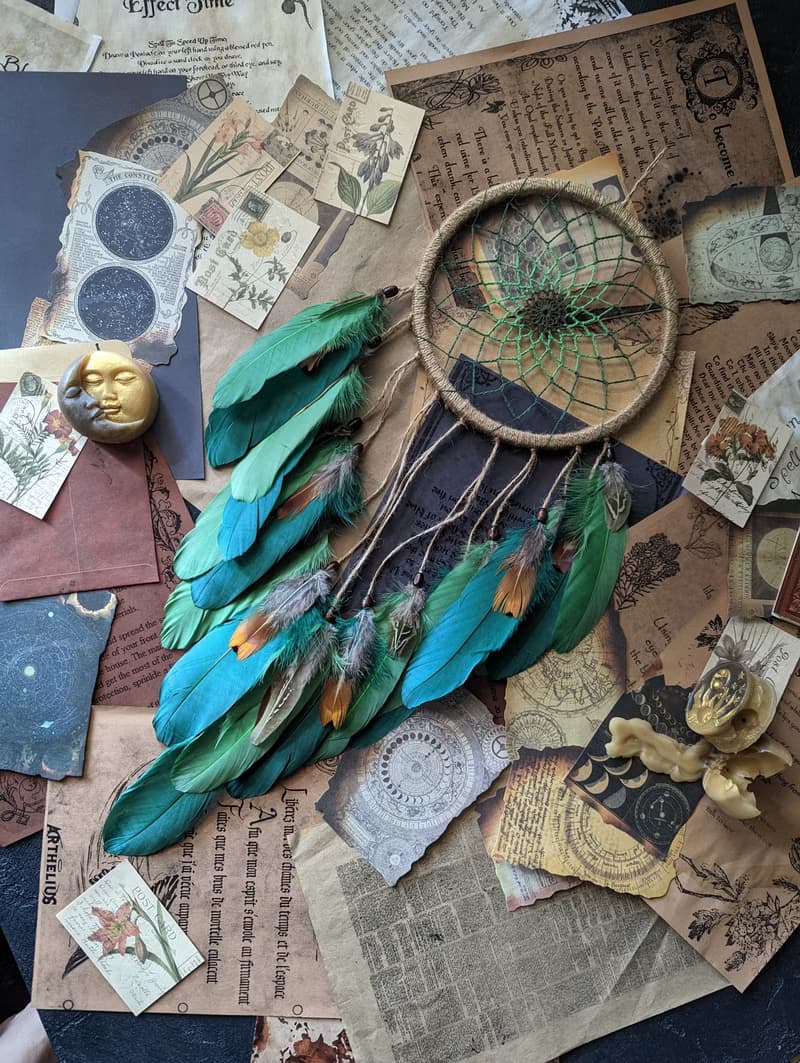 Handmade Green dream catcher | Natural dreamcatcher | ตาข่ายดักฝันสีเขียว