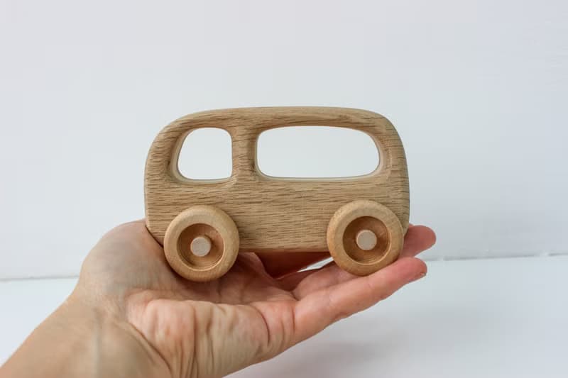 wood bus toy - wooden toys for 1 2 3 4 year old, montessori toys