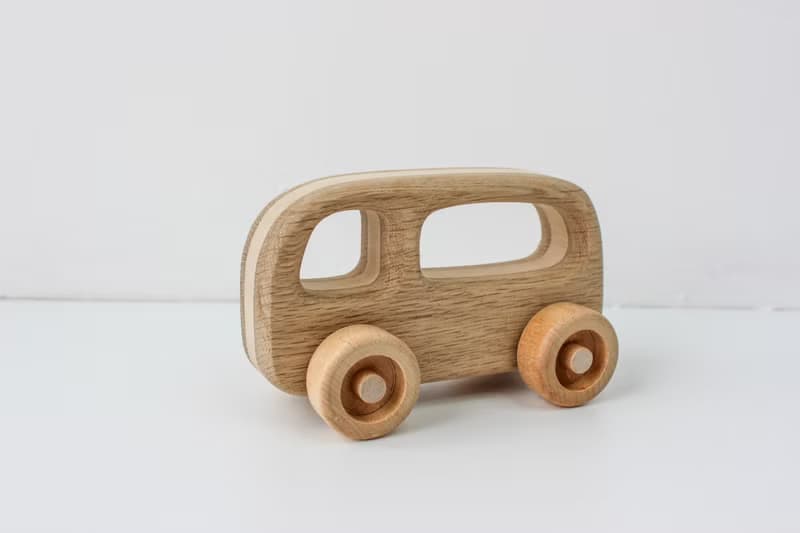 wood bus toy - wooden toys for 1 2 3 4 year old, montessori toys