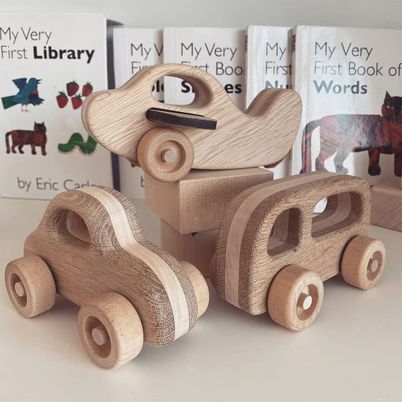 wood bus toy - wooden toys for 1 2 3 4 year old, montessori toys
