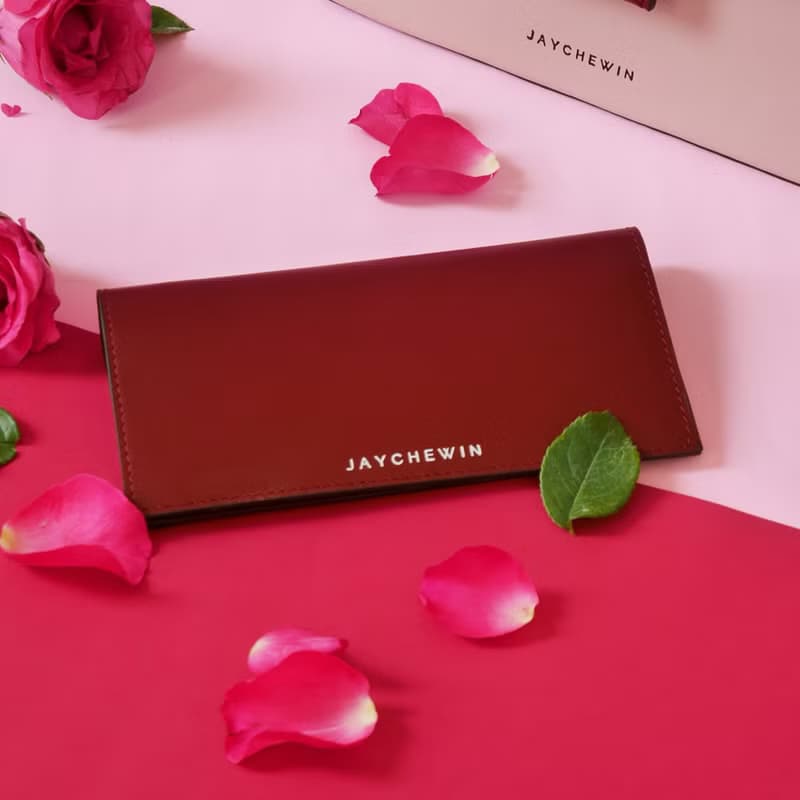 錢包真皮長夾錢包 / Long Flat Wallet / Burgundy Red