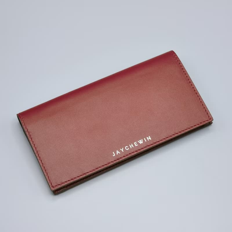 錢包真皮長夾錢包 / Long Flat Wallet / Burgundy Red