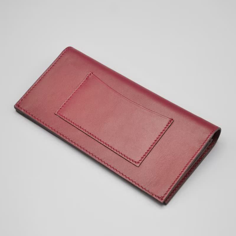 錢包真皮長夾錢包 / Long Flat Wallet / Burgundy Red