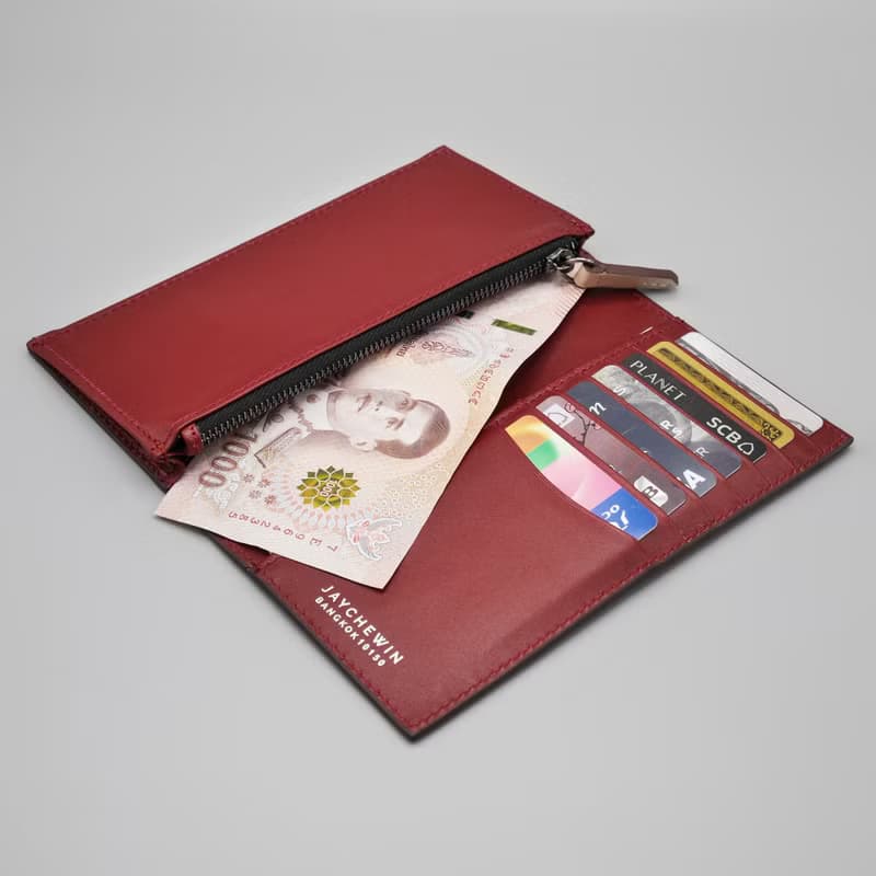 錢包真皮長夾錢包 / Long Flat Wallet / Burgundy Red