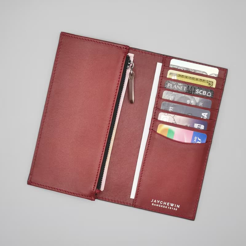 錢包真皮長夾錢包 / Long Flat Wallet / Burgundy Red