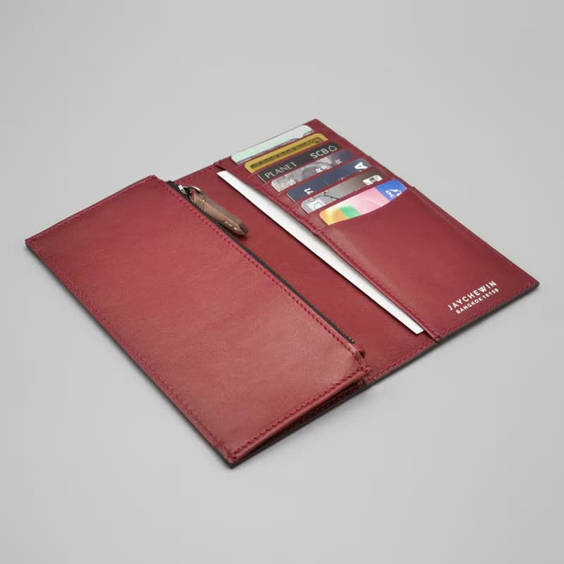 錢包真皮長夾錢包 / Long Flat Wallet / Burgundy Red