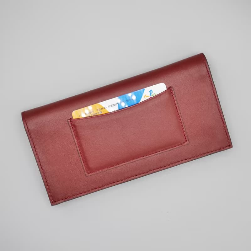 錢包真皮長夾錢包 / Long Flat Wallet / Burgundy Red