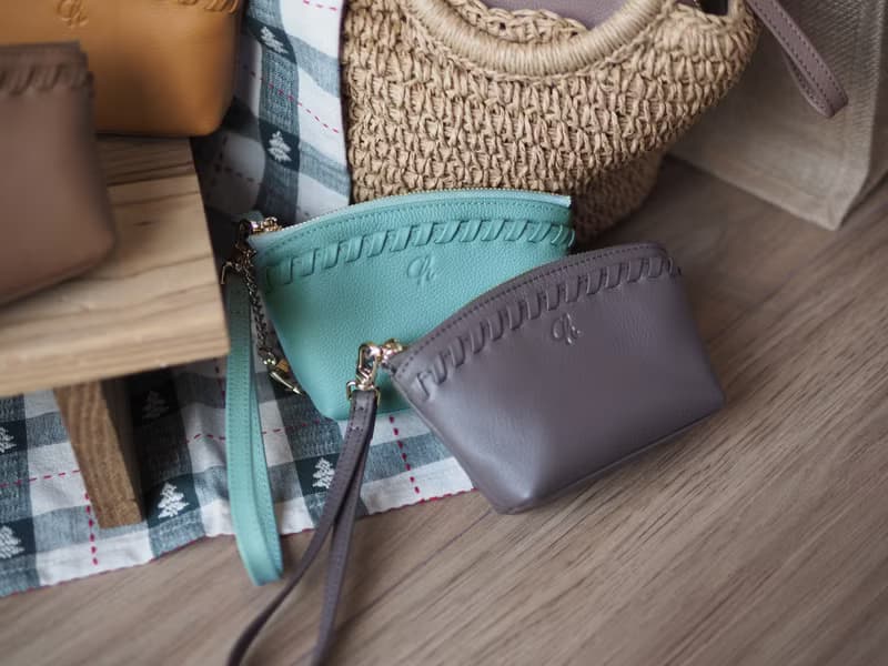 Pie (Aqau) :  Multi-purpose bag, Leather wallet, pouch , Soft leather