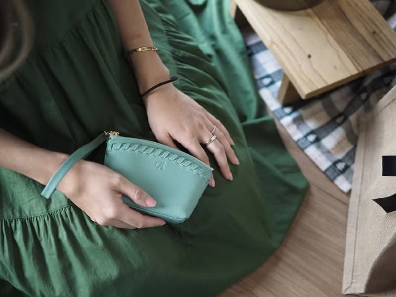Pie (Aqau) :  Multi-purpose bag, Leather wallet, pouch , Soft leather