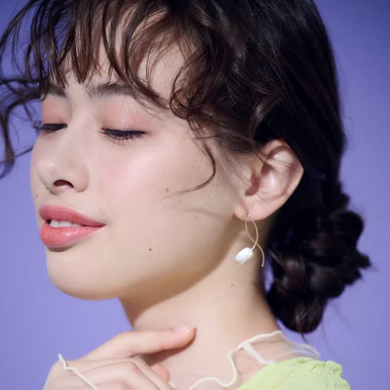 14kgf 粉色鬱金香溫柔曲線耳環 / 耳夾