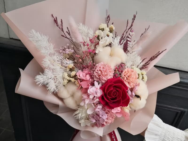 情人節 韓式 永生玫瑰花束 平價 送禮 告白 永生白粉玫瑰 求婚花