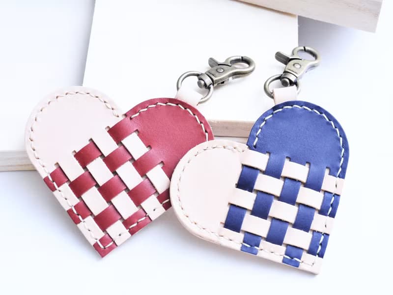 WEAVING HEART 織皮心形鑰匙扣 材料包 情人節 免費刻名 愛心