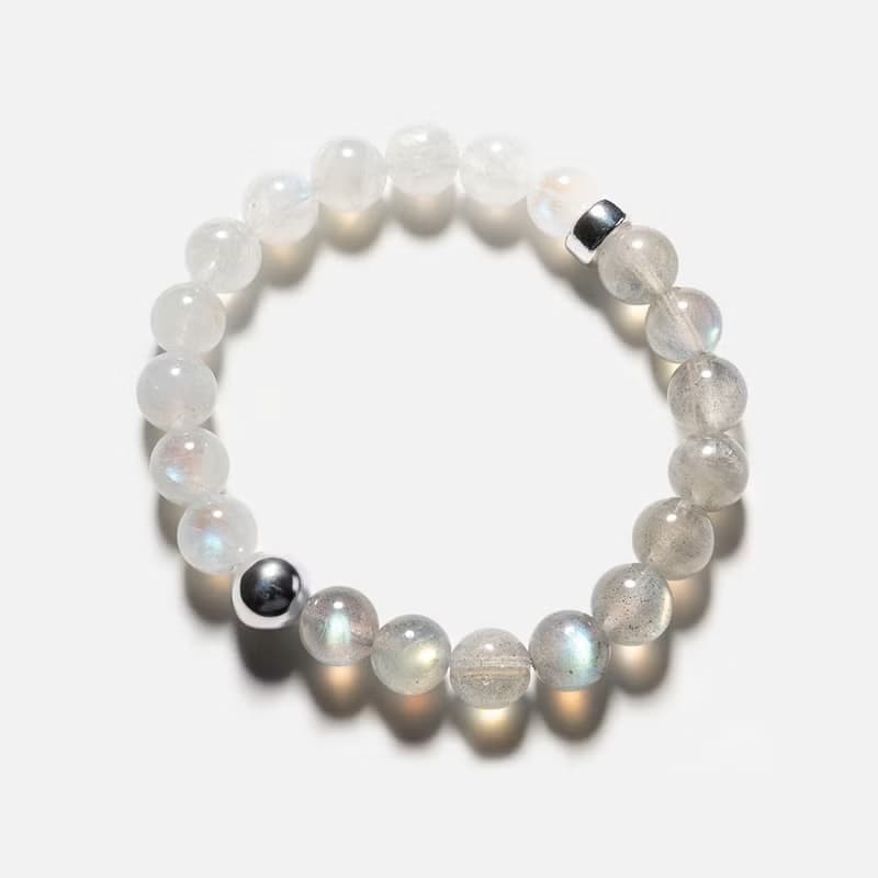 月光石拉長石925銀水晶手鍊