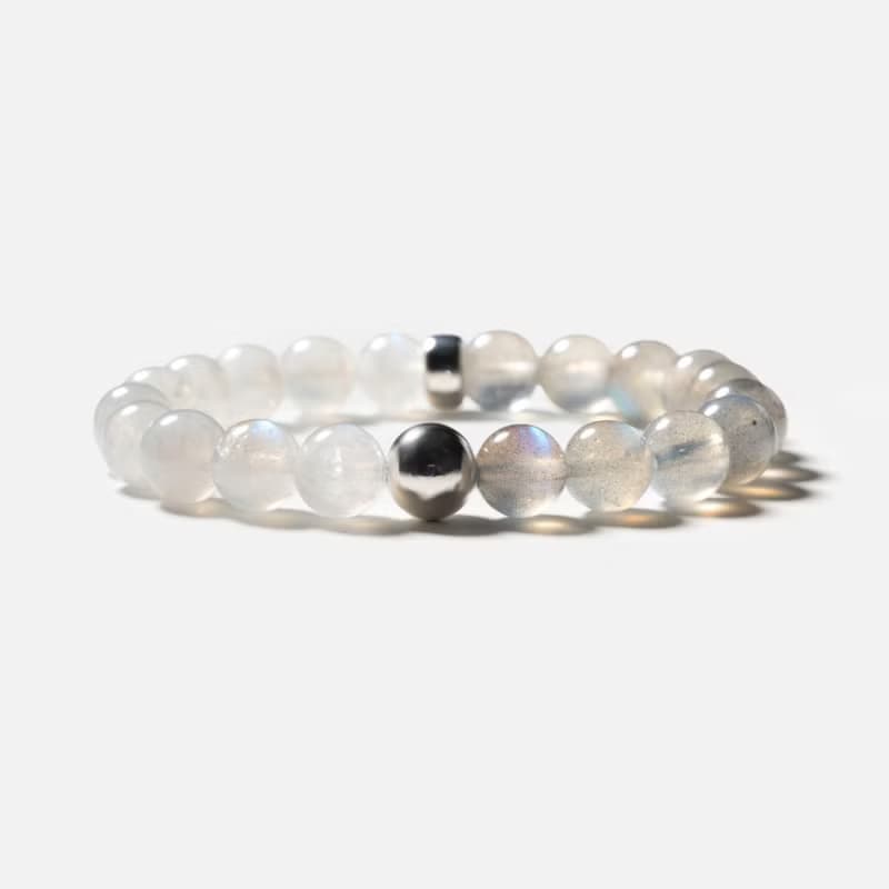 月光石拉長石925銀水晶手鍊