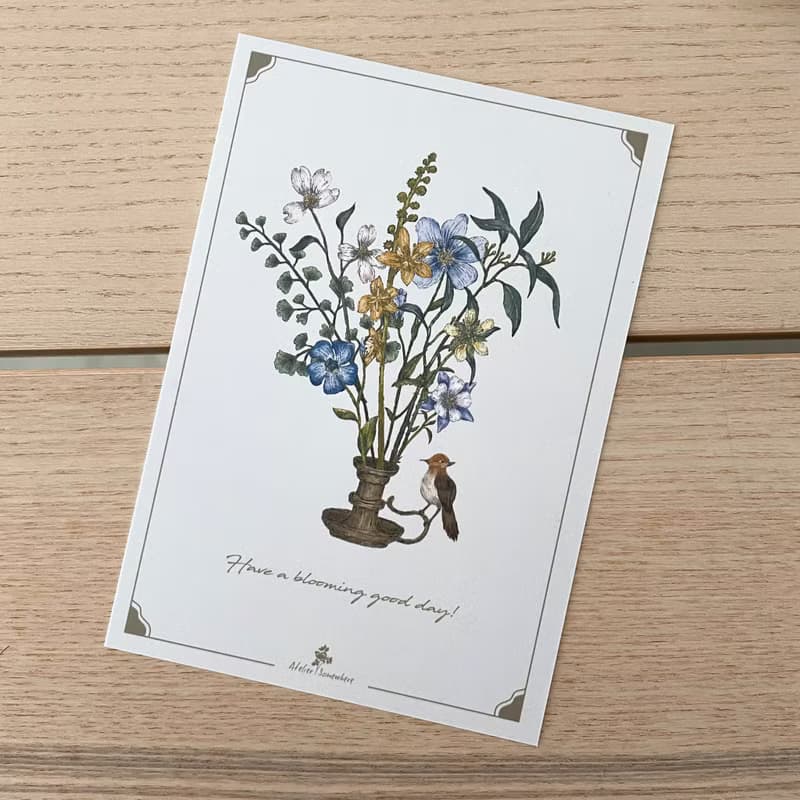 漫步植物園 - 花草日常外出3件組(B款) / 帆布袋、零錢包、方巾