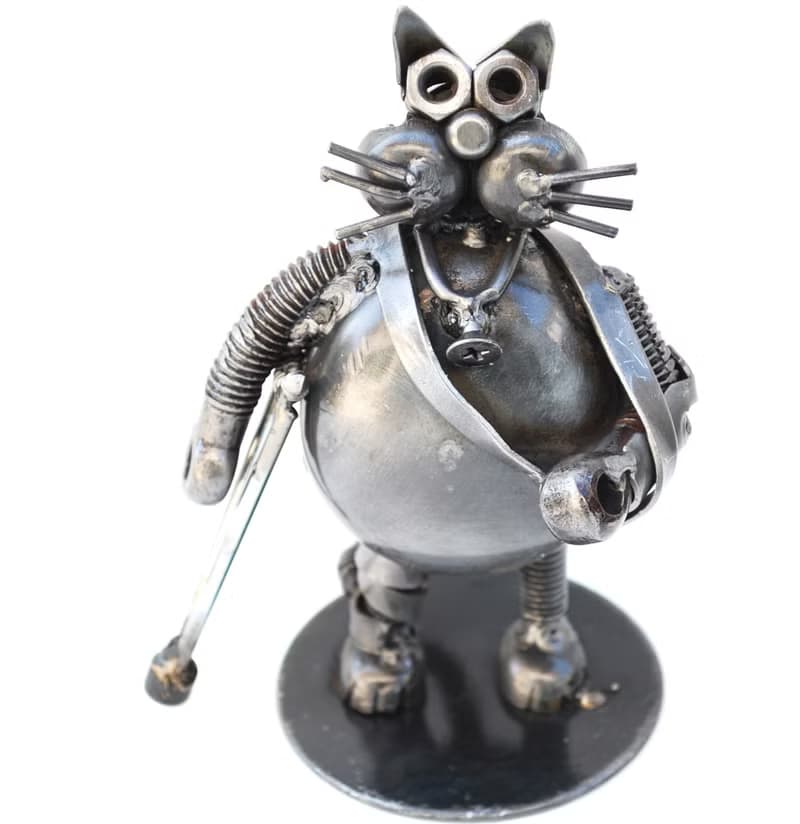 Cat Scrap Metal Sculpture, Gift For Anniversary, Wow Get Well Gift Sculptures