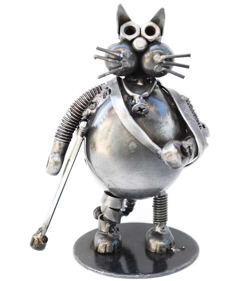Cat Scrap Metal Sculpture, Gift For Anniversary, Wow Get Well Gift Sculptures